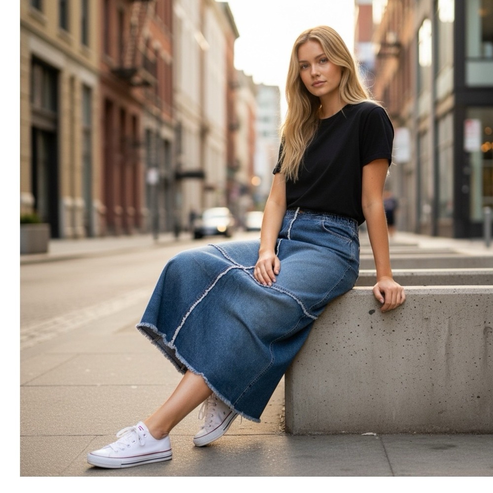 Women's 16‎ RALPH LAUREN JEANS CO Denim Skirt Boho Preppy American Classic